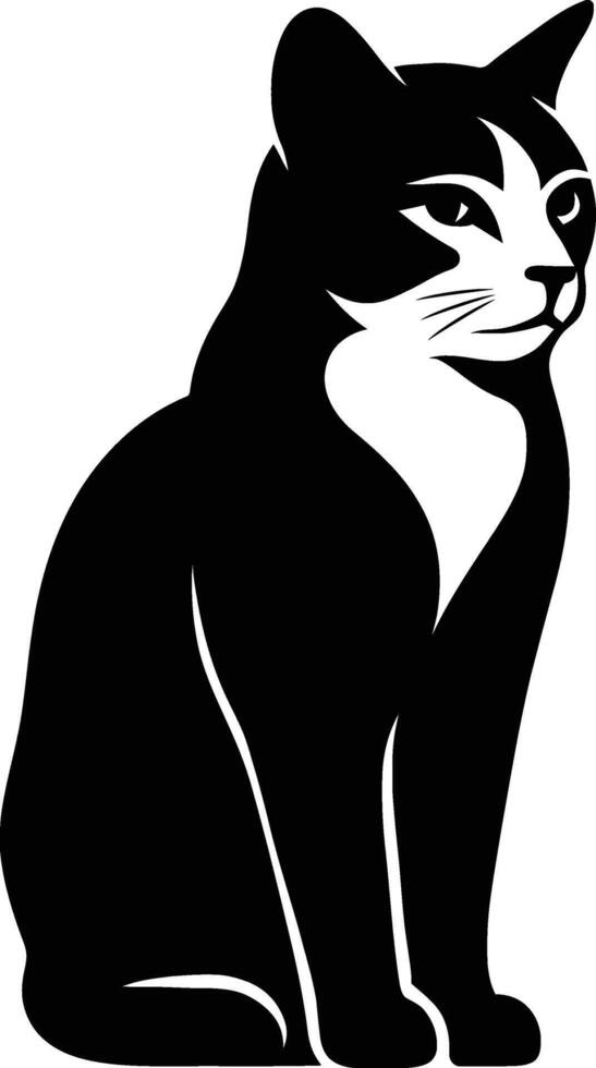 Black and White Cat Silhouette Illustration, Minimal Black Cat Animal Design vector