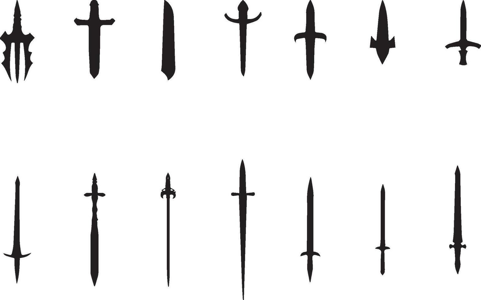 Assortment of Sword Silhouettes vector