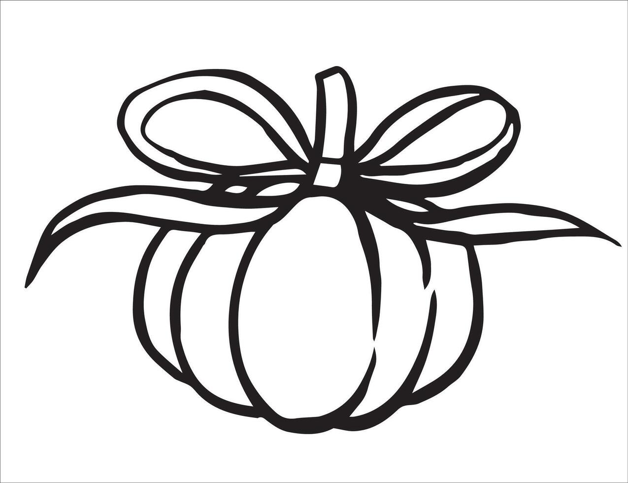sketch illustration for thanksgiving day. pumpkin with bow. vector