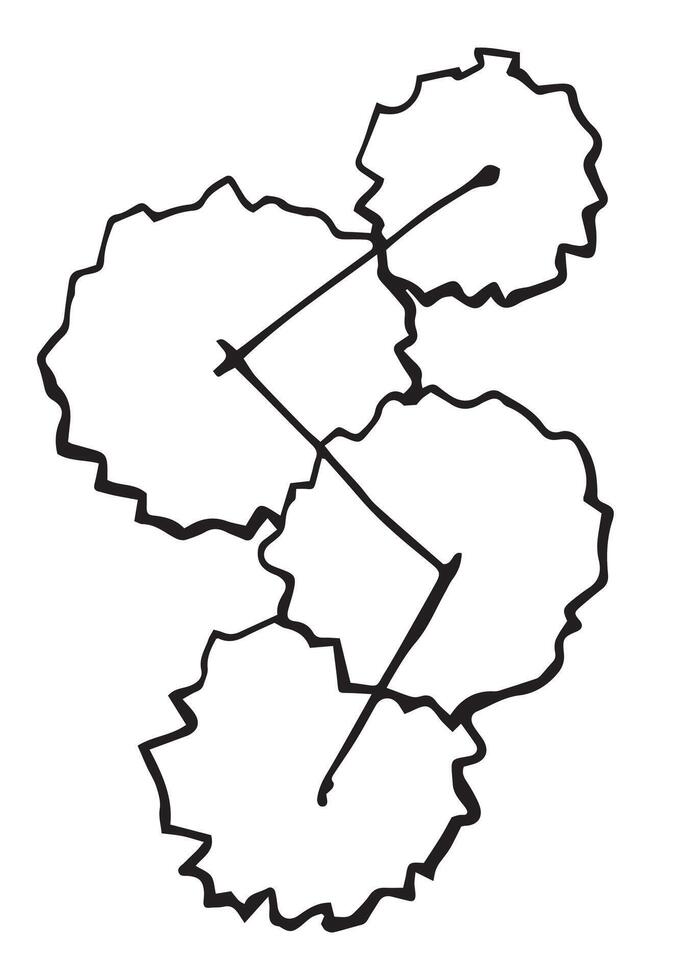 top view hand drawn wood composition. architectural ink drawing vector