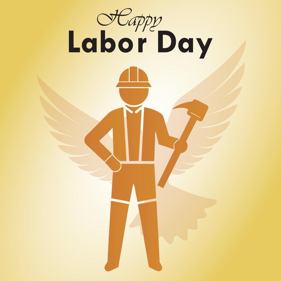 labor day banner with worker icons vector