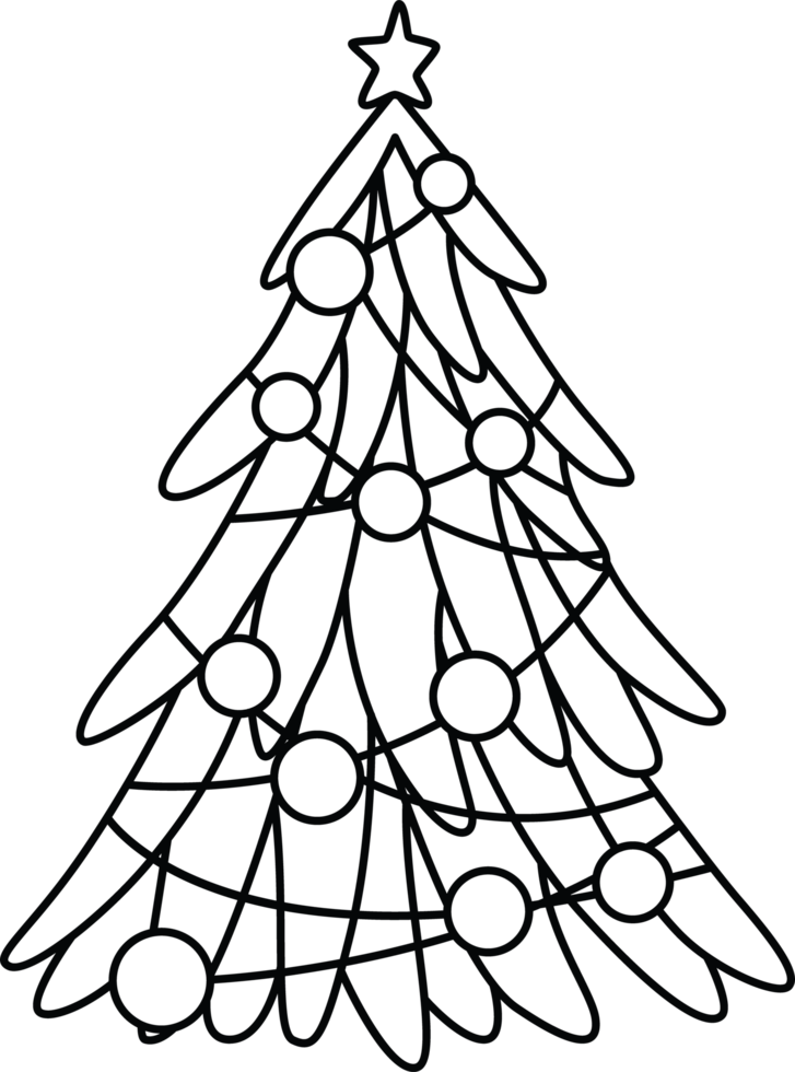 Christmas Tree with Ornaments and Garland Clip Art png