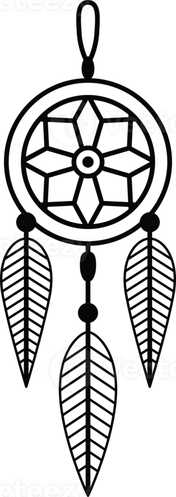 Minimal Dreamcatcher with Hanging Feathers and Beads png