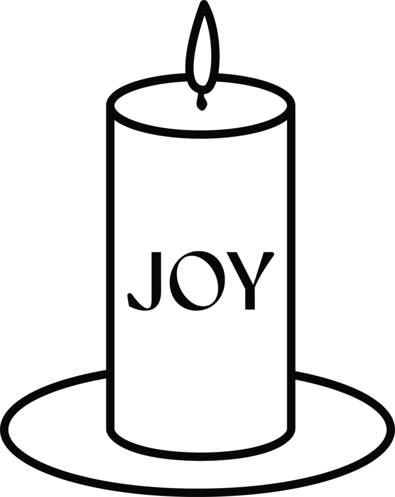 Holiday Candle with Joy Text on Base Plate png