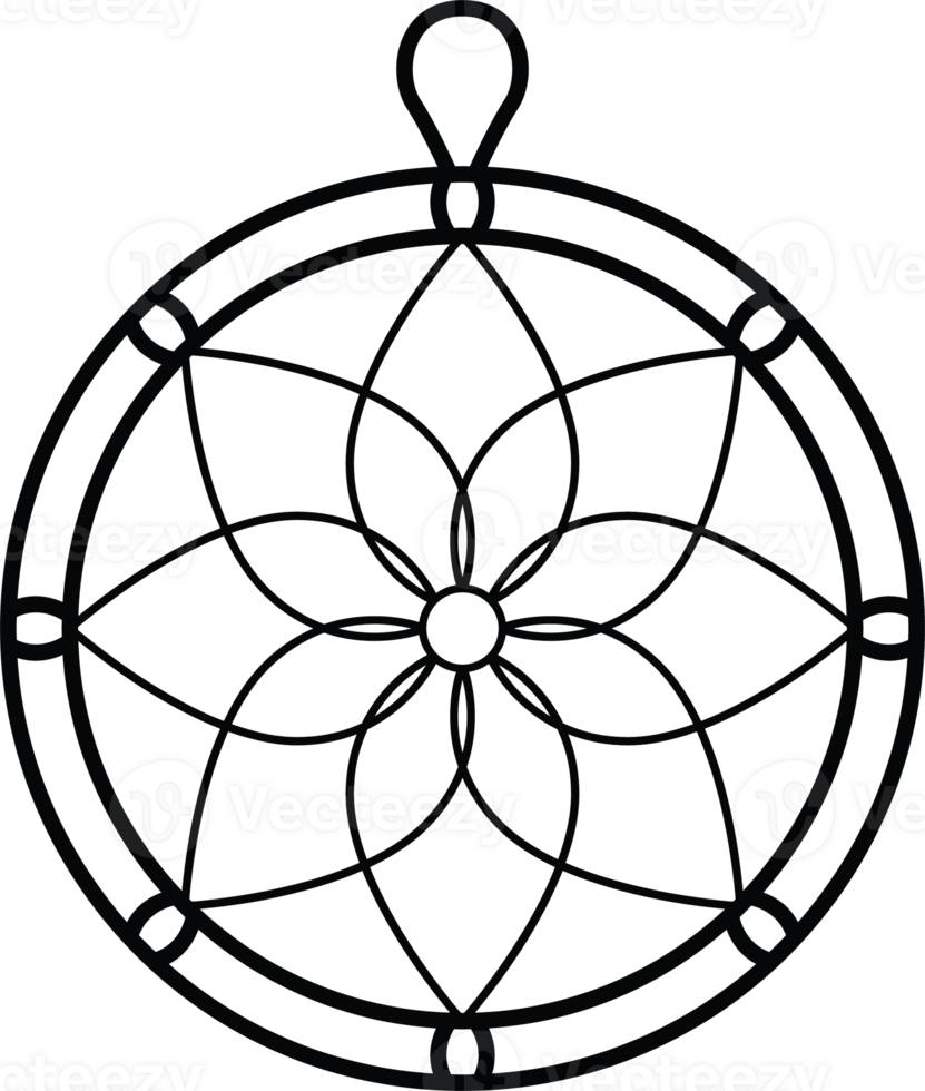 Circular Dreamcatcher with Floral Web Motif png
