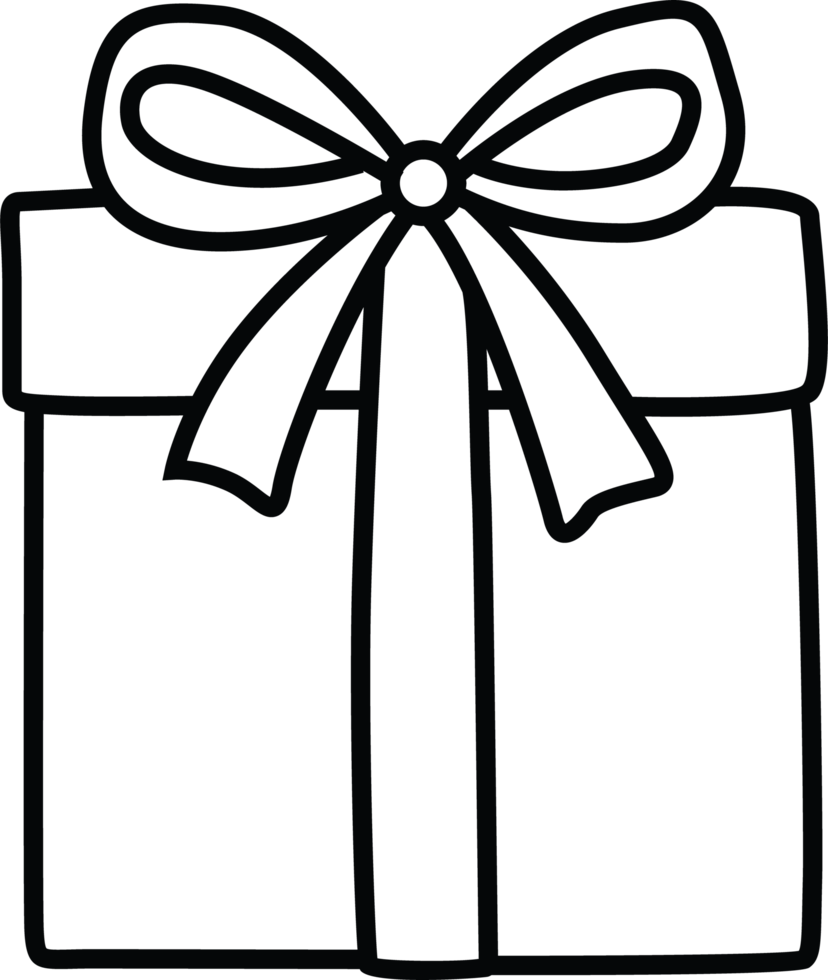 Classic Holiday Present with Long Ribbon Bow png