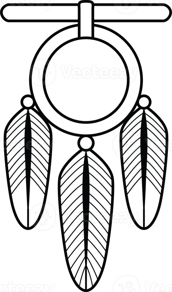 Dreamcatcher with Top Bar and Hanging Feathers png