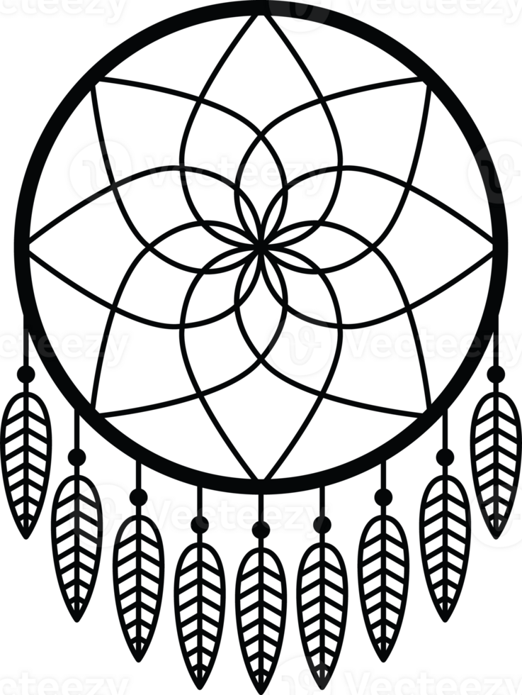 Bold Circular Dreamcatcher with Decorative Feathers png