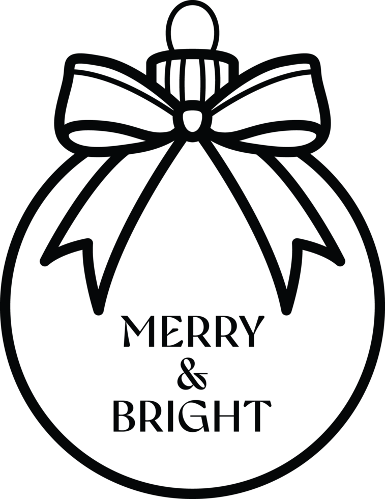 Merry and Bright Ornament Clip Art png