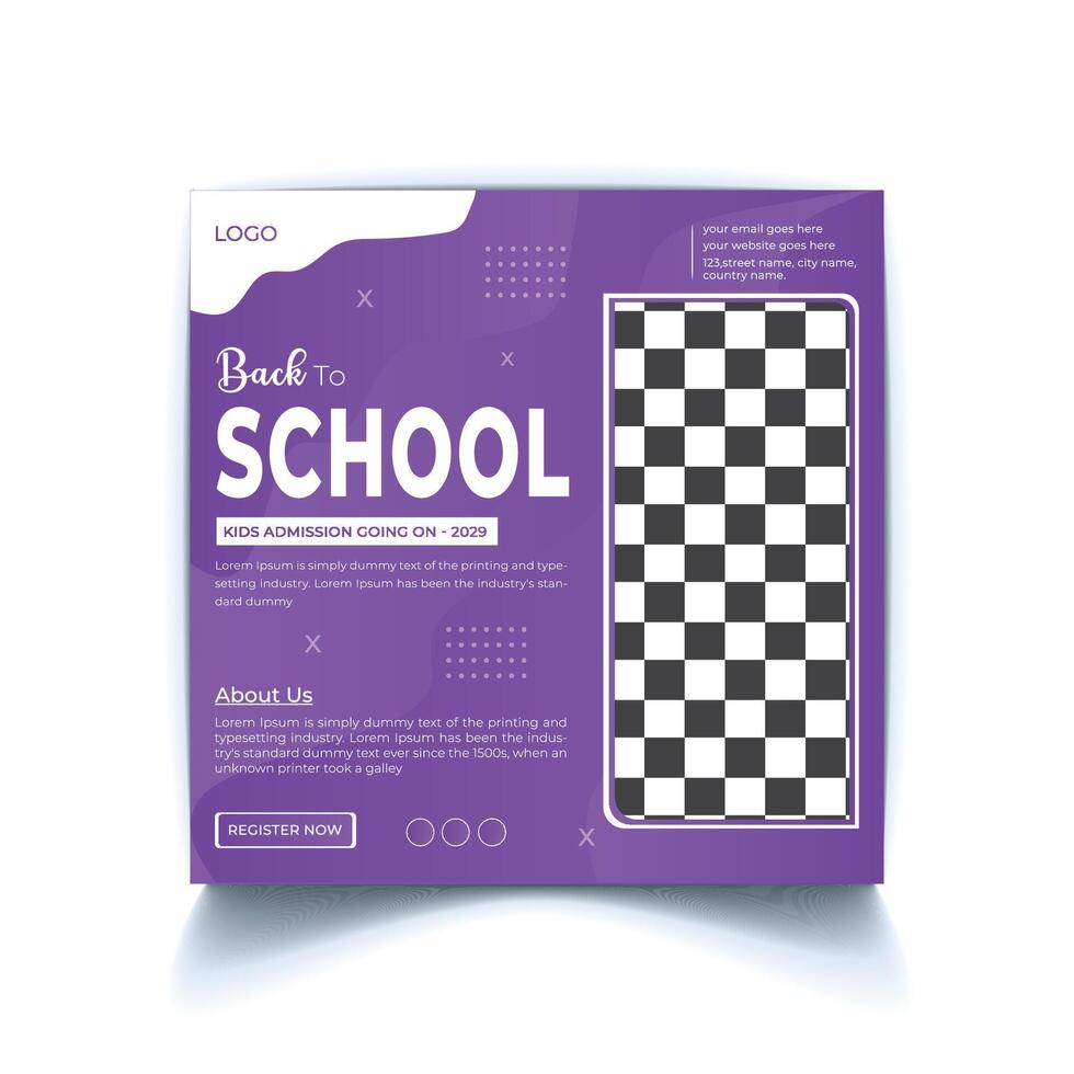 School education admission social media post and back to school web banner template vector