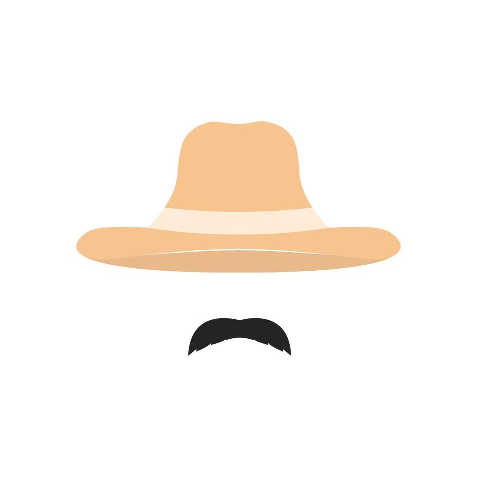 Uncle Farmer man wearing yellow straw hat. vector