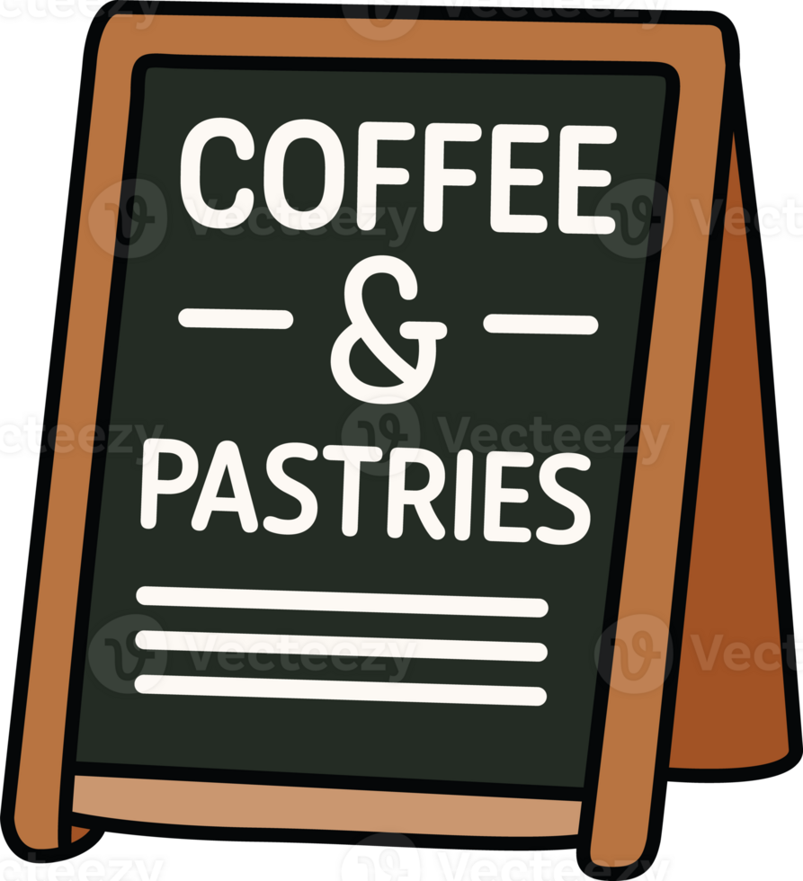 Charming coffee shop signboard with text Coffee and Pastries in a modern, minimal flat style. Ideal for cafe themed stickers, menus, or decor. png