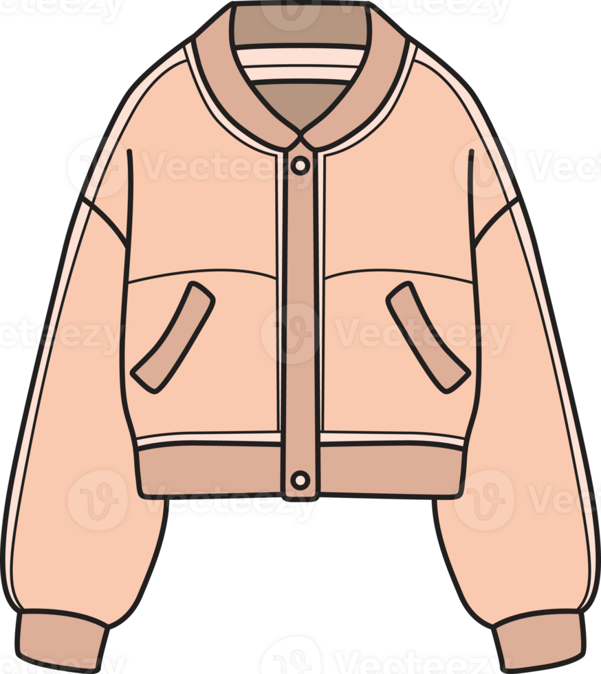 Modern illustration of a stylish cropped jacket in soft beige tones. Perfect for fashion, apparel, autumn outfits, or trendy design projects. png