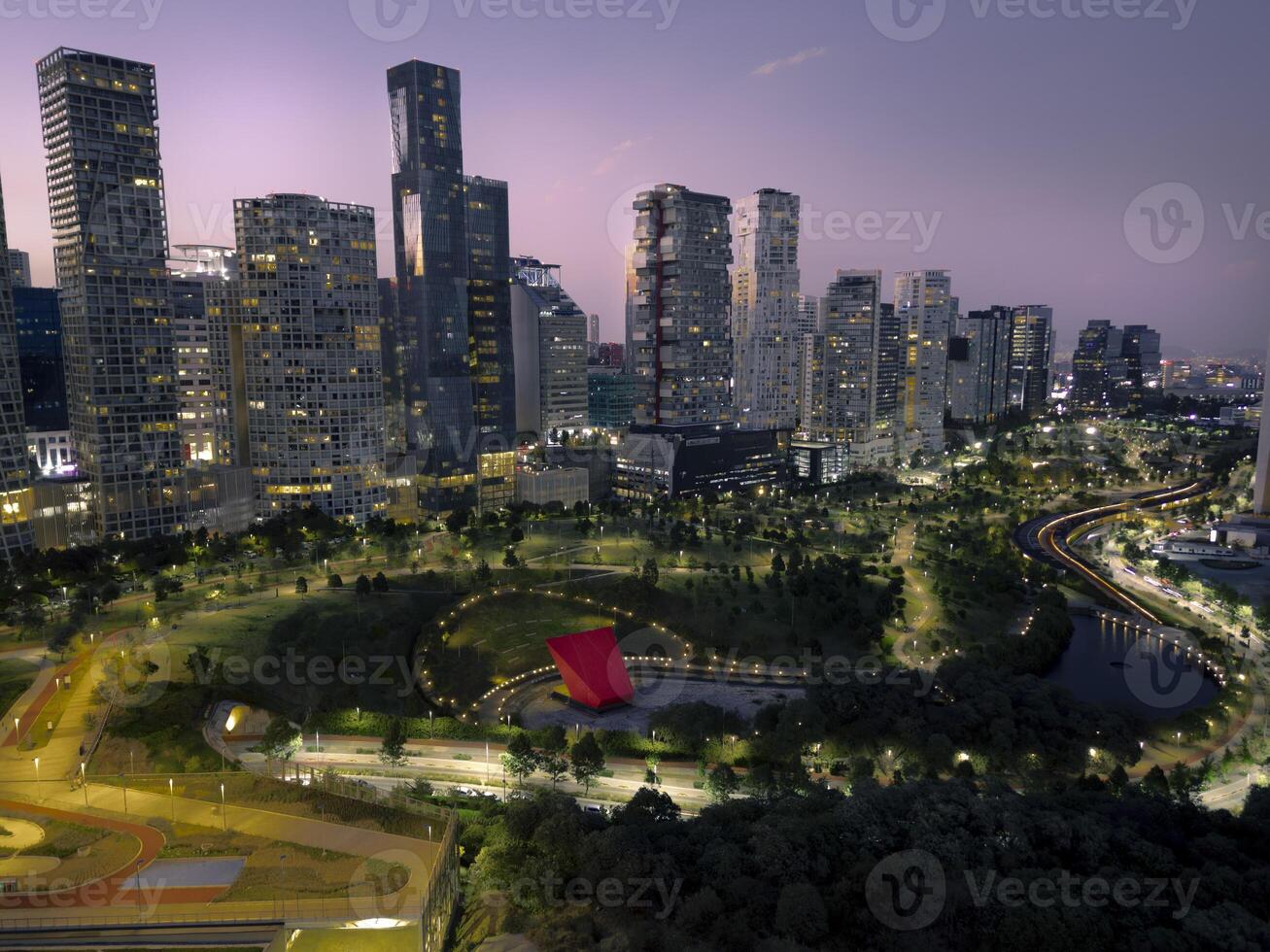 Modern Cityscape of Santa Fe at Night photo