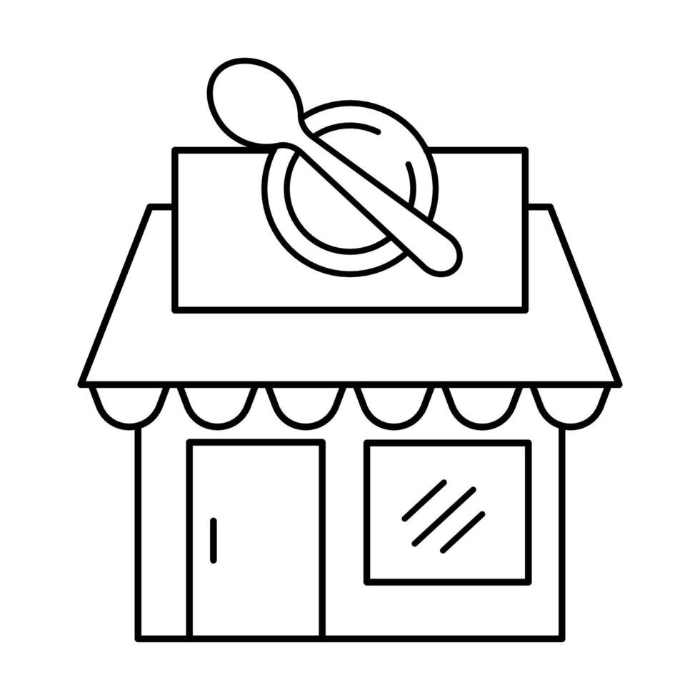 simple black lines of a restaurant building vector