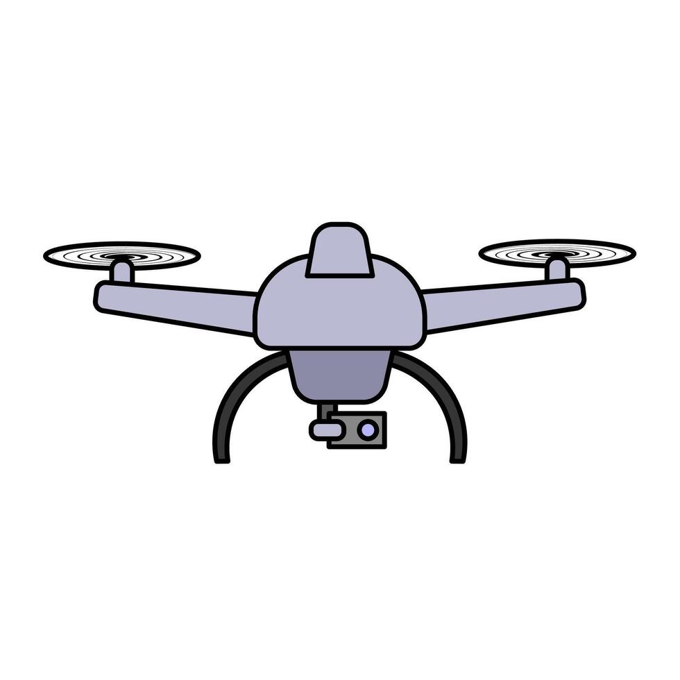 Simple and modern drone illustration. Shows a quadcopter equipped with a camera, symbolizing aerial technology, surveillance and photography. Suitable for technology, innovation and aviation concepts. vector