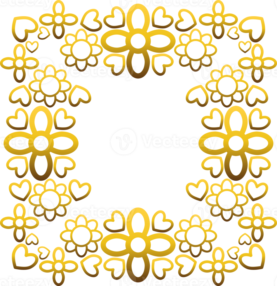 Premium Golden Flower Frame png
