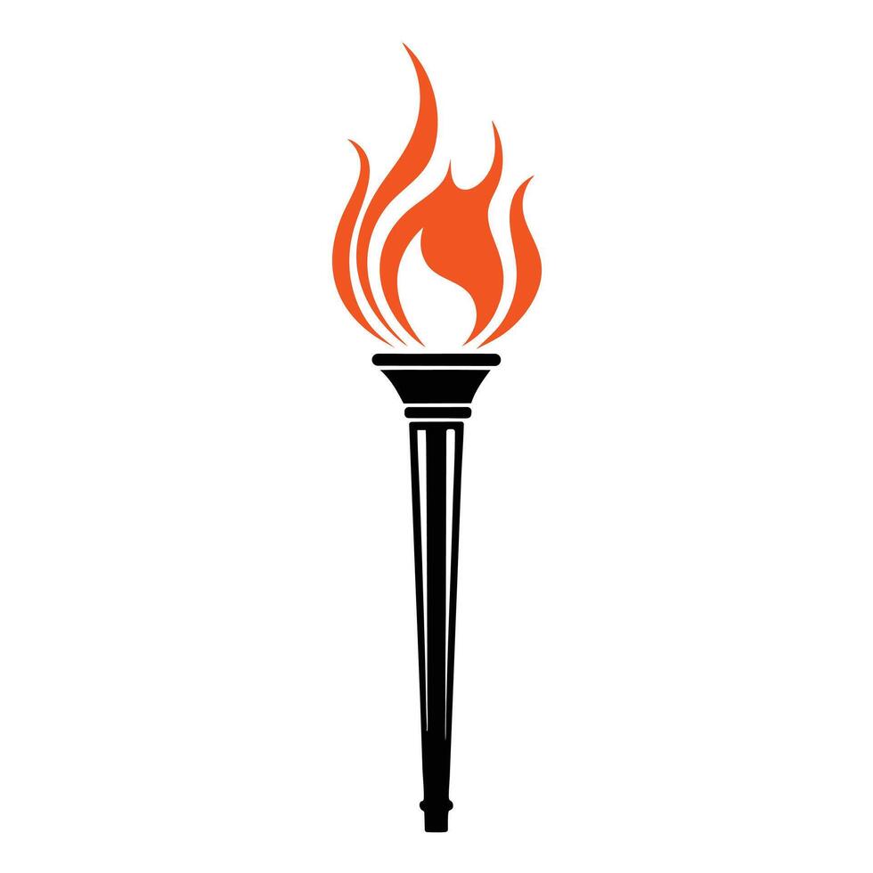 Minimalist design of a torch flame in vibrant orange. vector