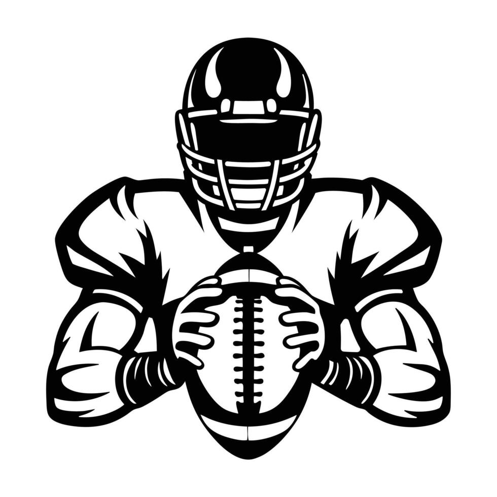 A bold silhouette of an american football in action. vector