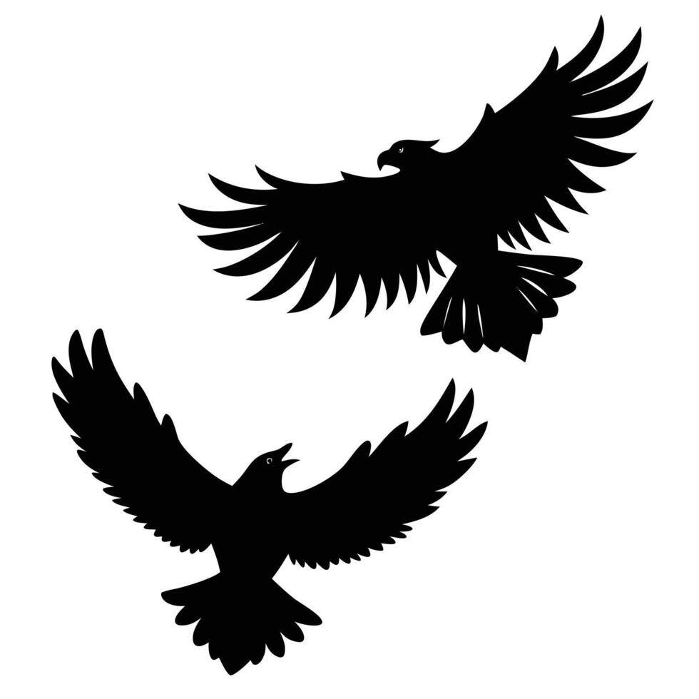 Flying eagle silhouette on a clean white background. vector