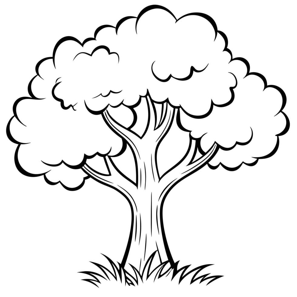 Minimalist black and white tree drawing. vector