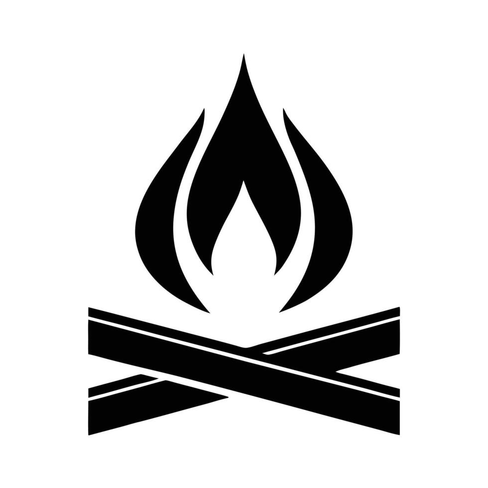 Minimalist fire icon bold graphic design. vector
