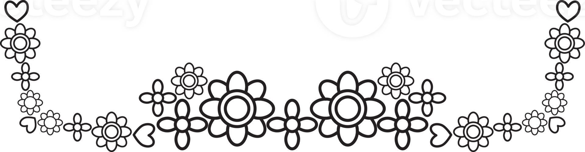Artistic Outline Flower Frame png