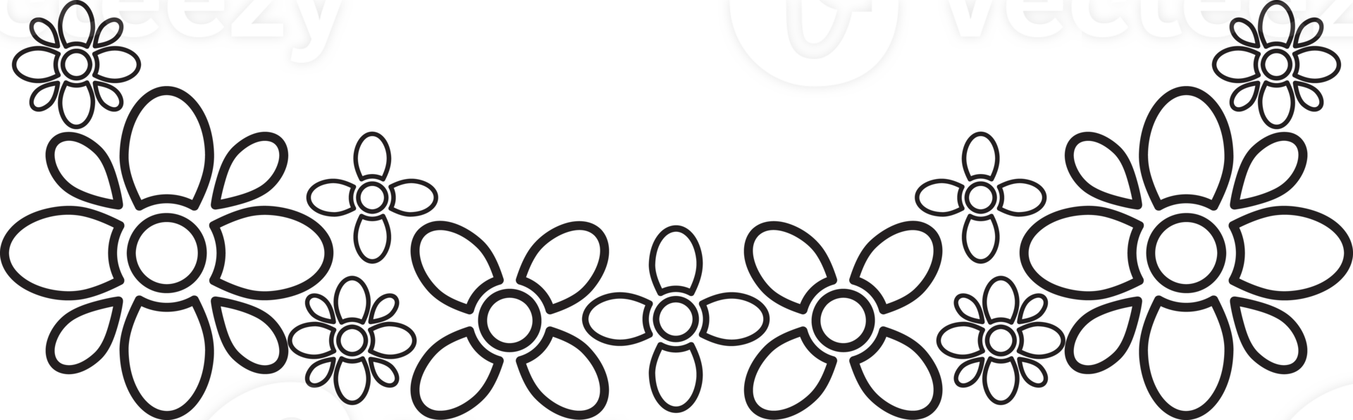 Clean Botanical Frame in Black Ink png