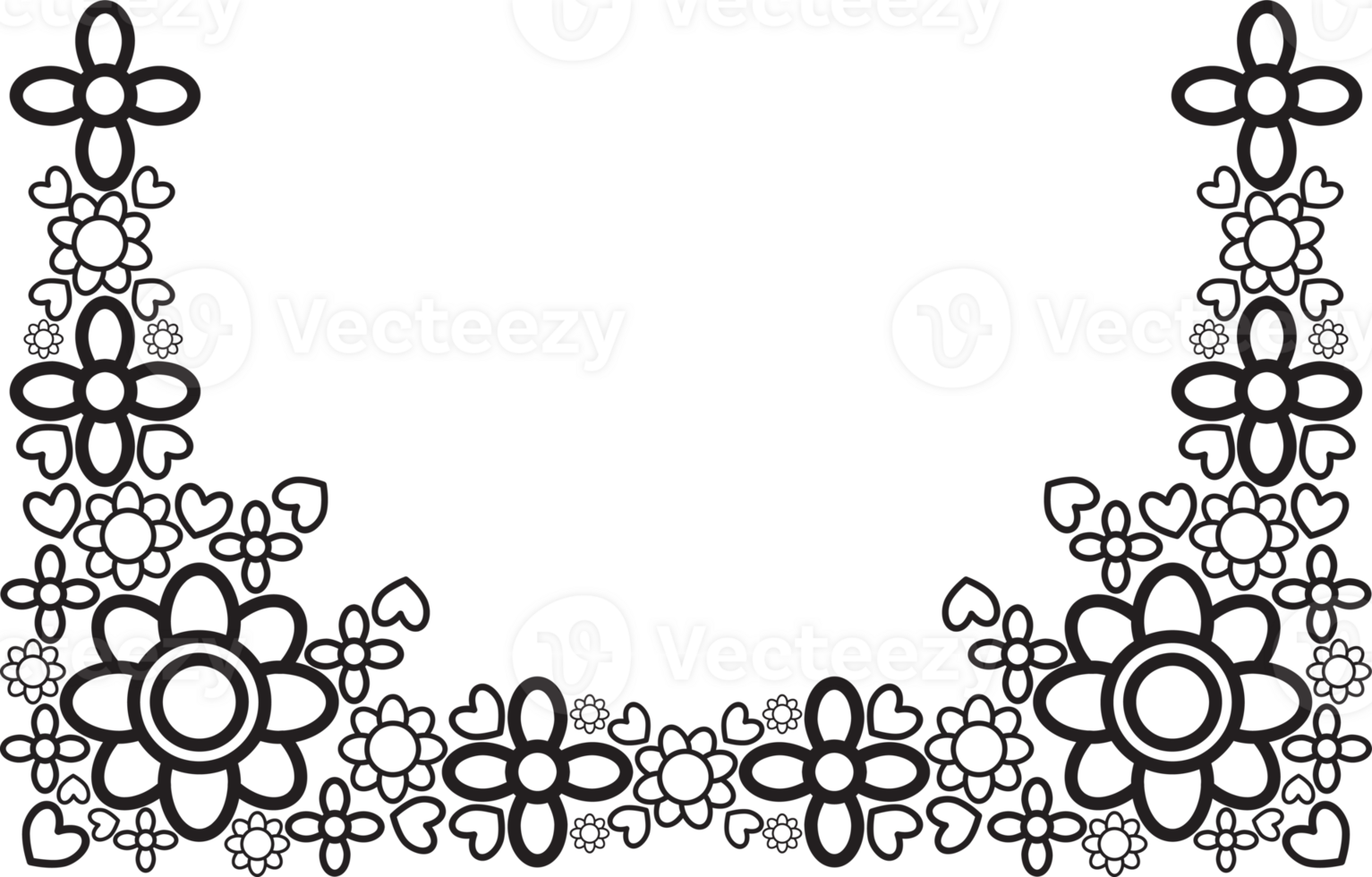 Soft Line Flower Frame Design png