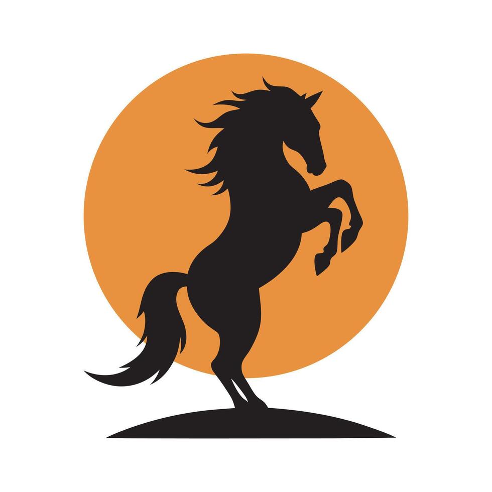 Rearing stallion in black silhouette vector