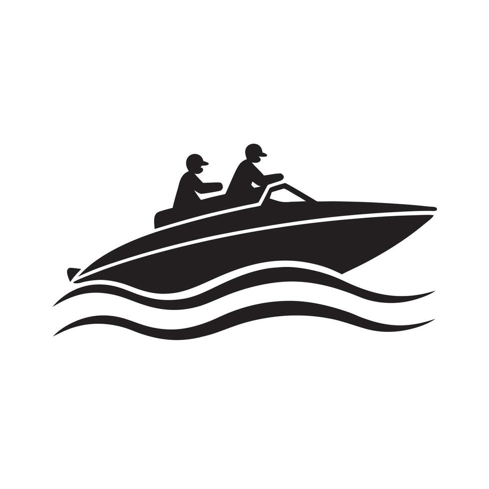 Silhouette of a speed boat jumping off a wave vector