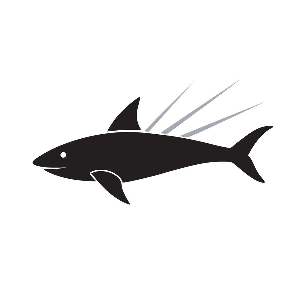 Shark silhouette emerging from ocean vector