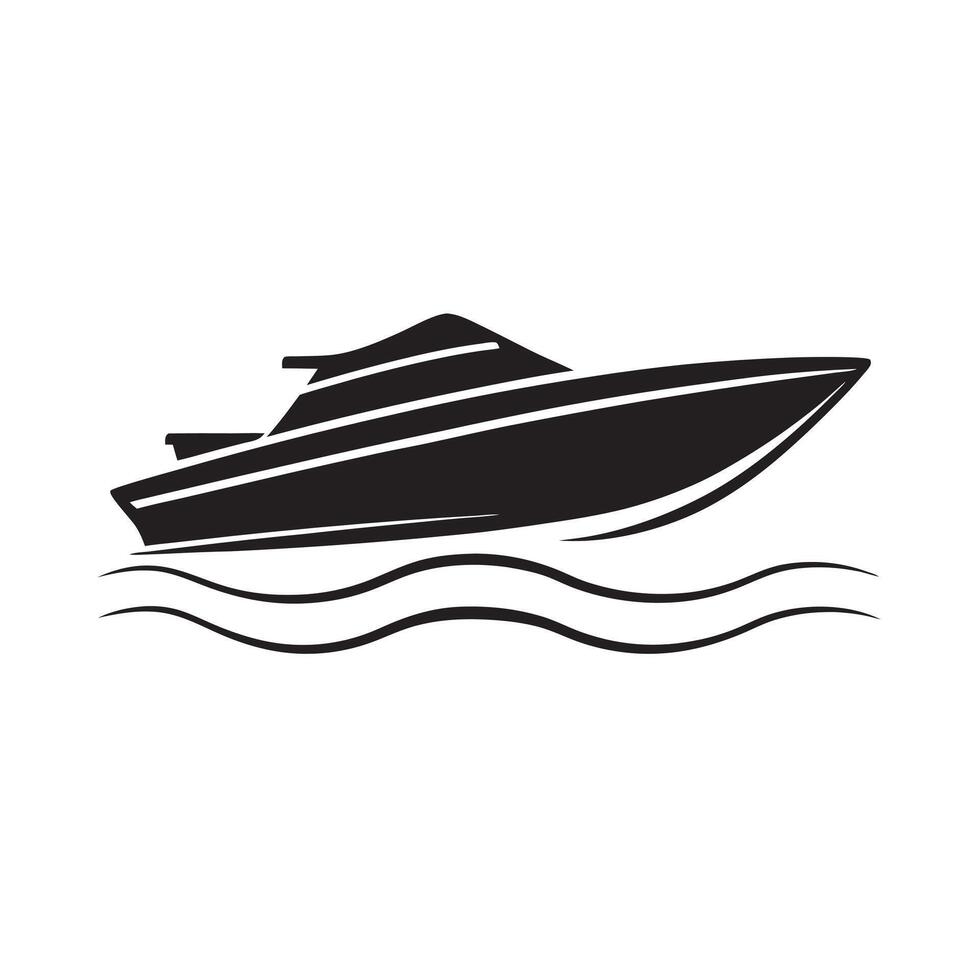 Silhouette of a speed boat slicing vector