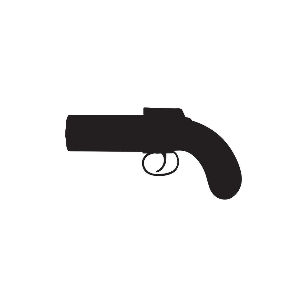 Vintage flintlock pistol silhouette vector
