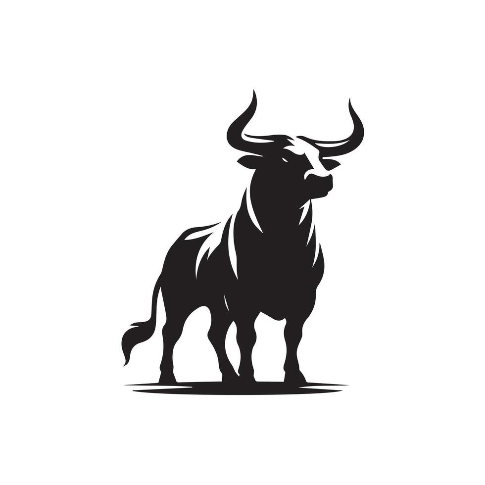 Bull standing silhouette illustration vector
