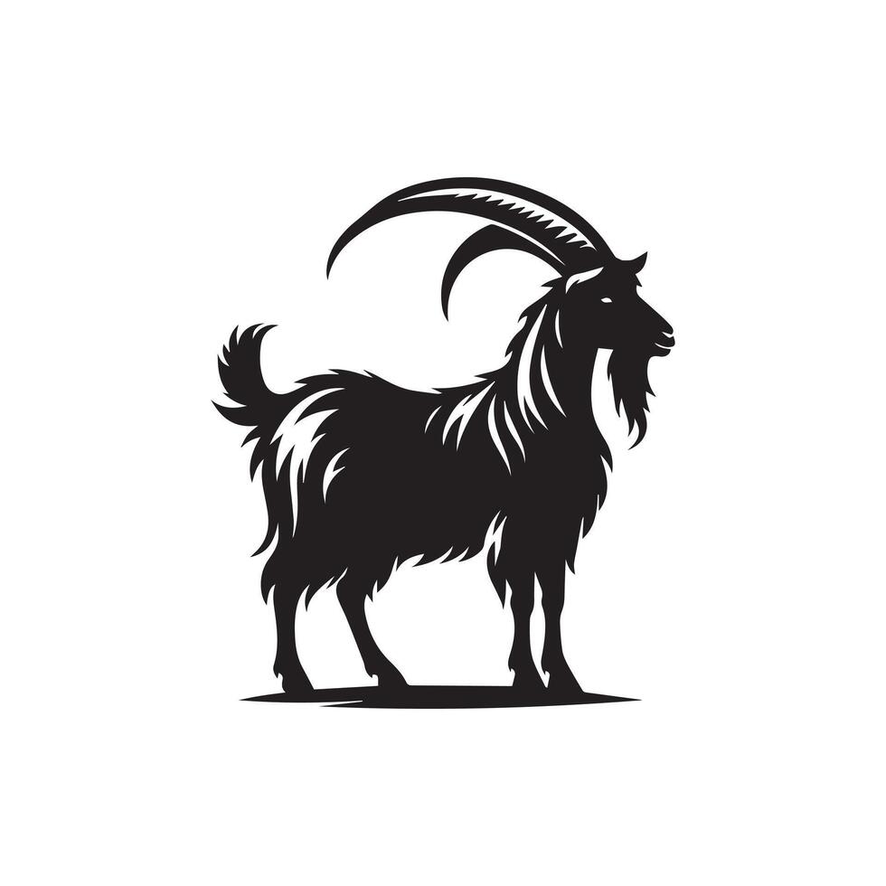 Wild mountain goat silhouette art vector