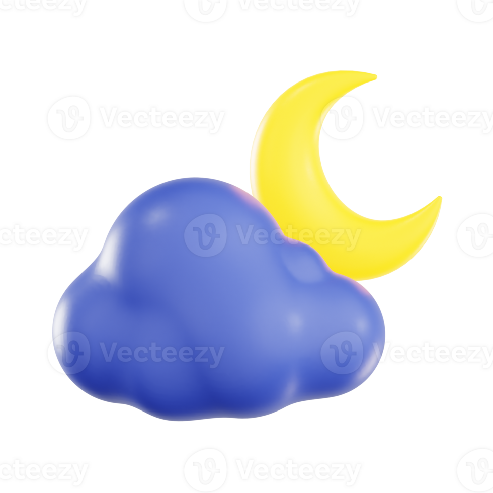 Calm Night with Crescent Moon and Blue Cloud png