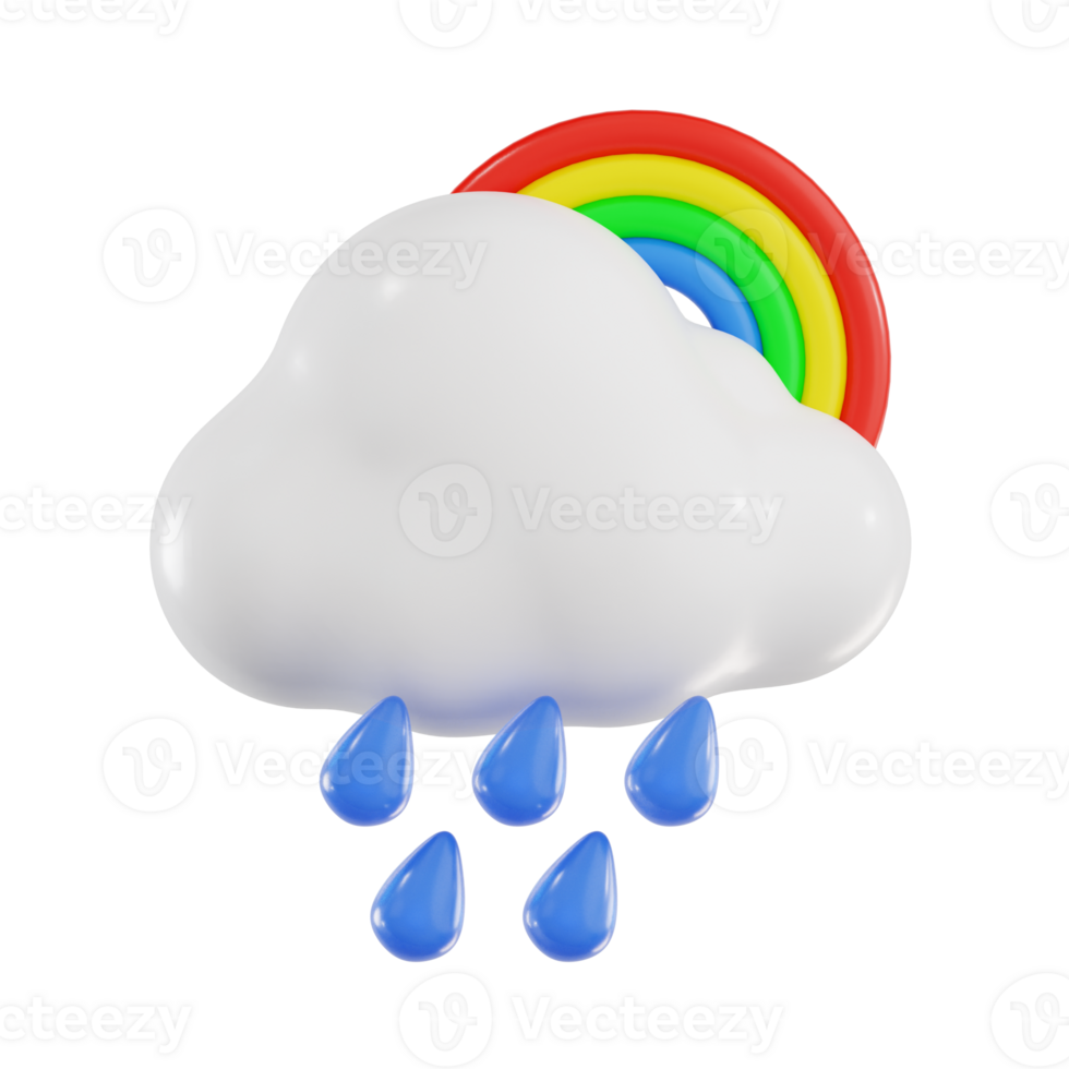 Drizzling Rain with Colorful Rainbow png