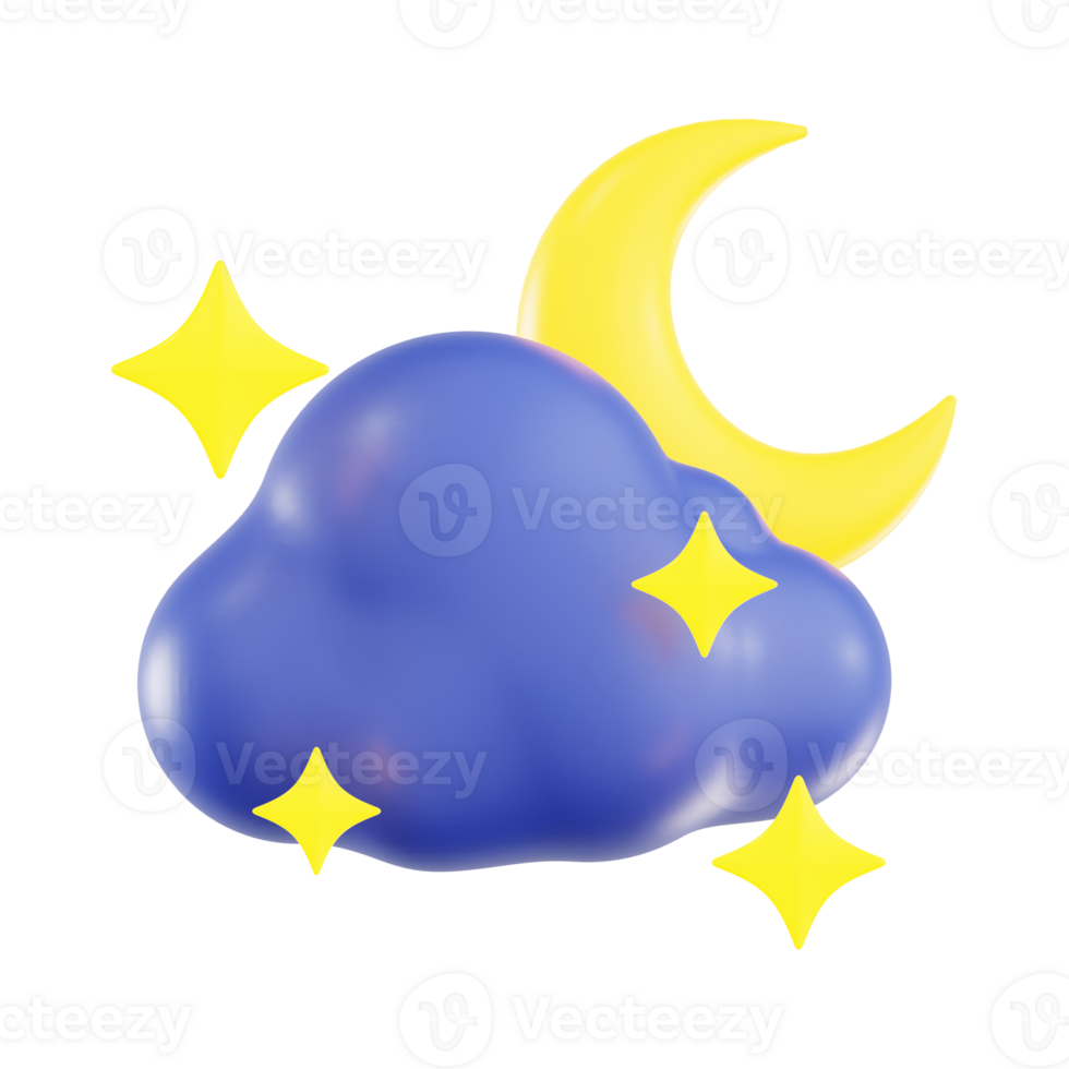 Nighttime Blue Cloud with Moon png