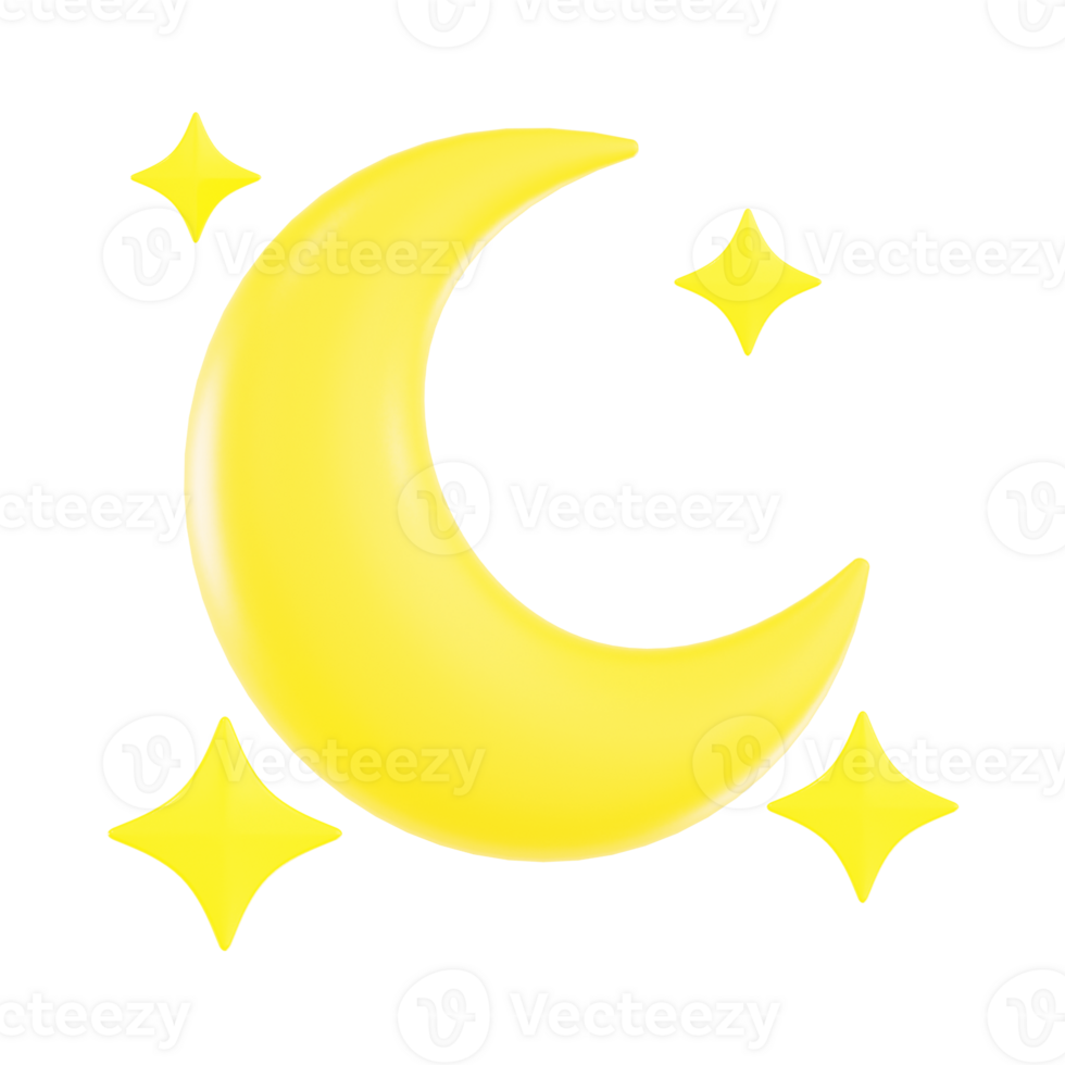 Crescent Moon with Stars and Sparkle png