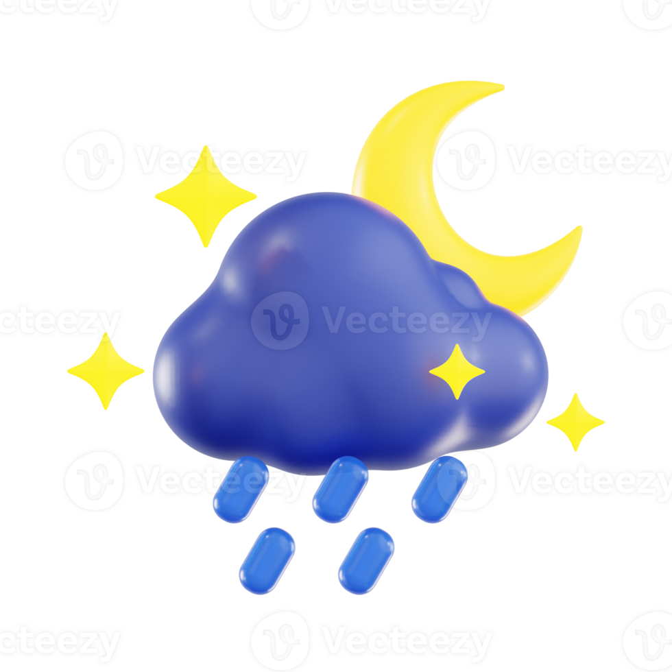Heavy Rainfall at Night with Cloud and Raindrops png