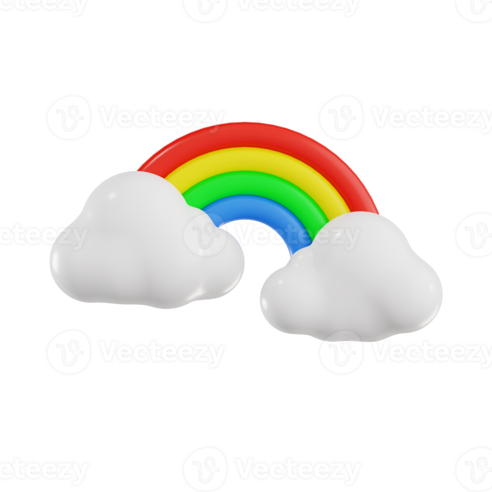 Colorful Rainbow with Two White Clouds png