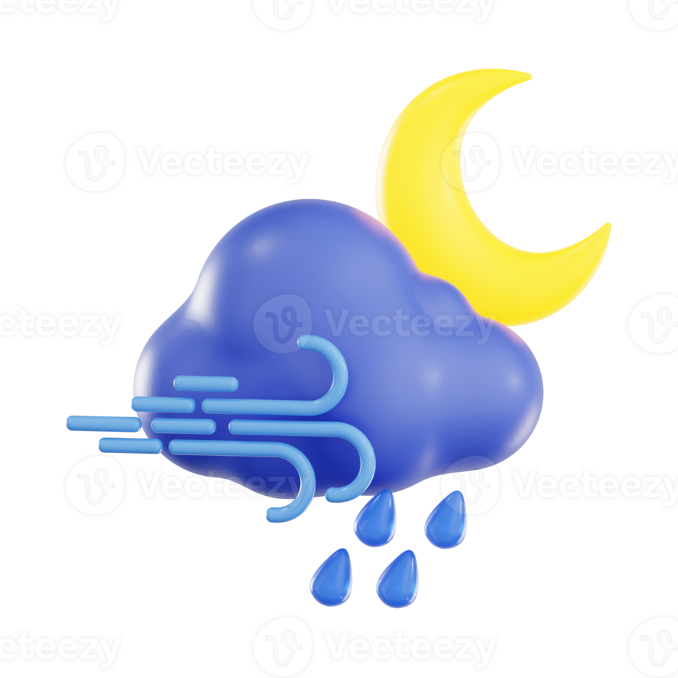 Rainy Night with Windy Cloud and Drizzle png