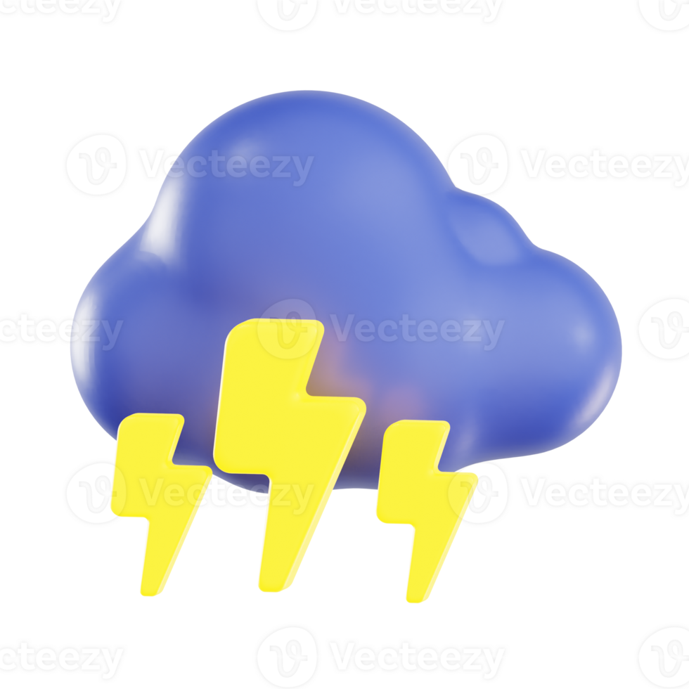 Dark Thundercloud with Lightning Bolt at Night png