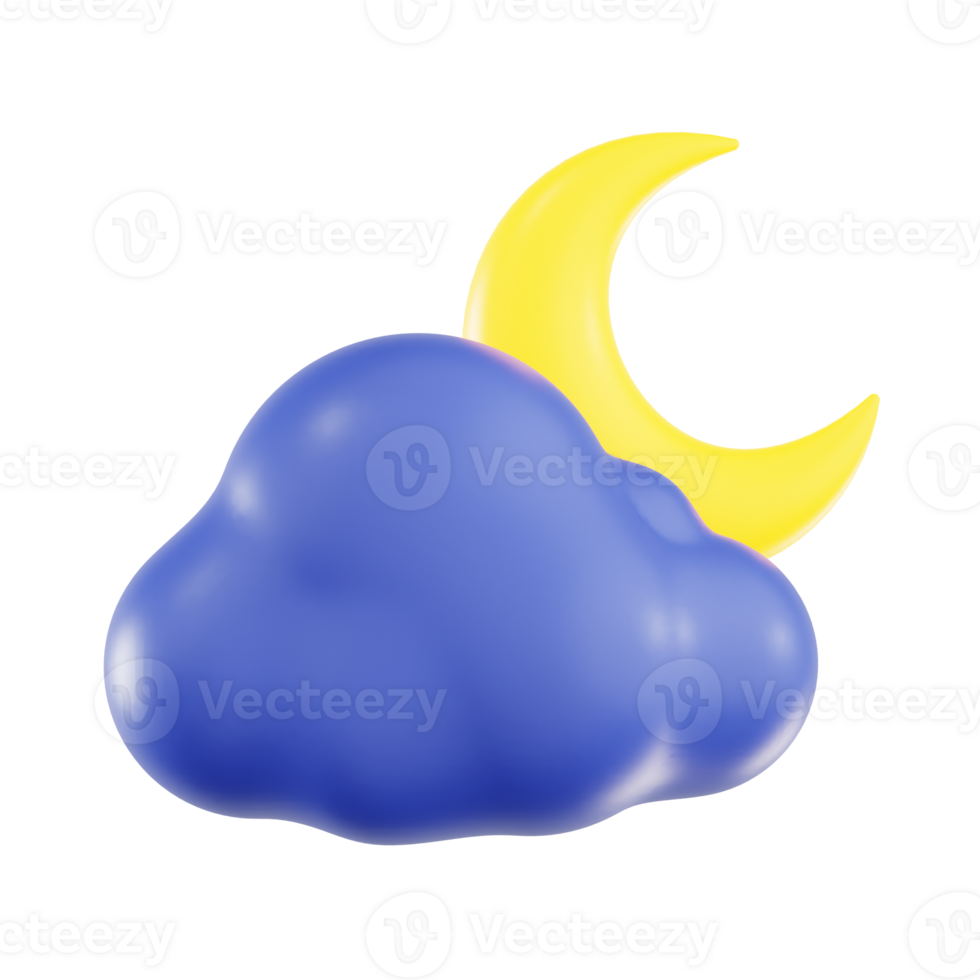 Crescent Moon and Blue Cloud in the Night png