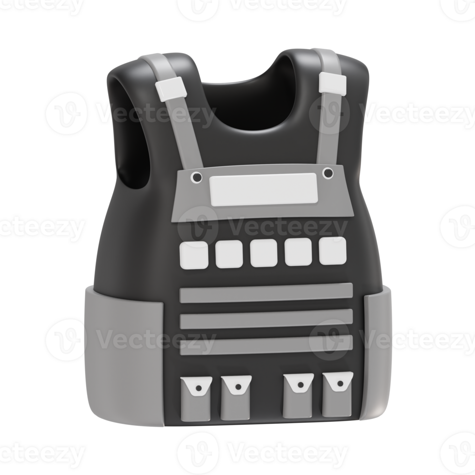 3D Bulletproof Vest Model for Security and Defense png
