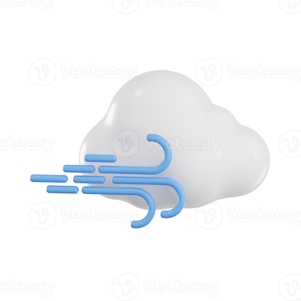 Cloud with Wind Flow and Blue Wind Symbols png