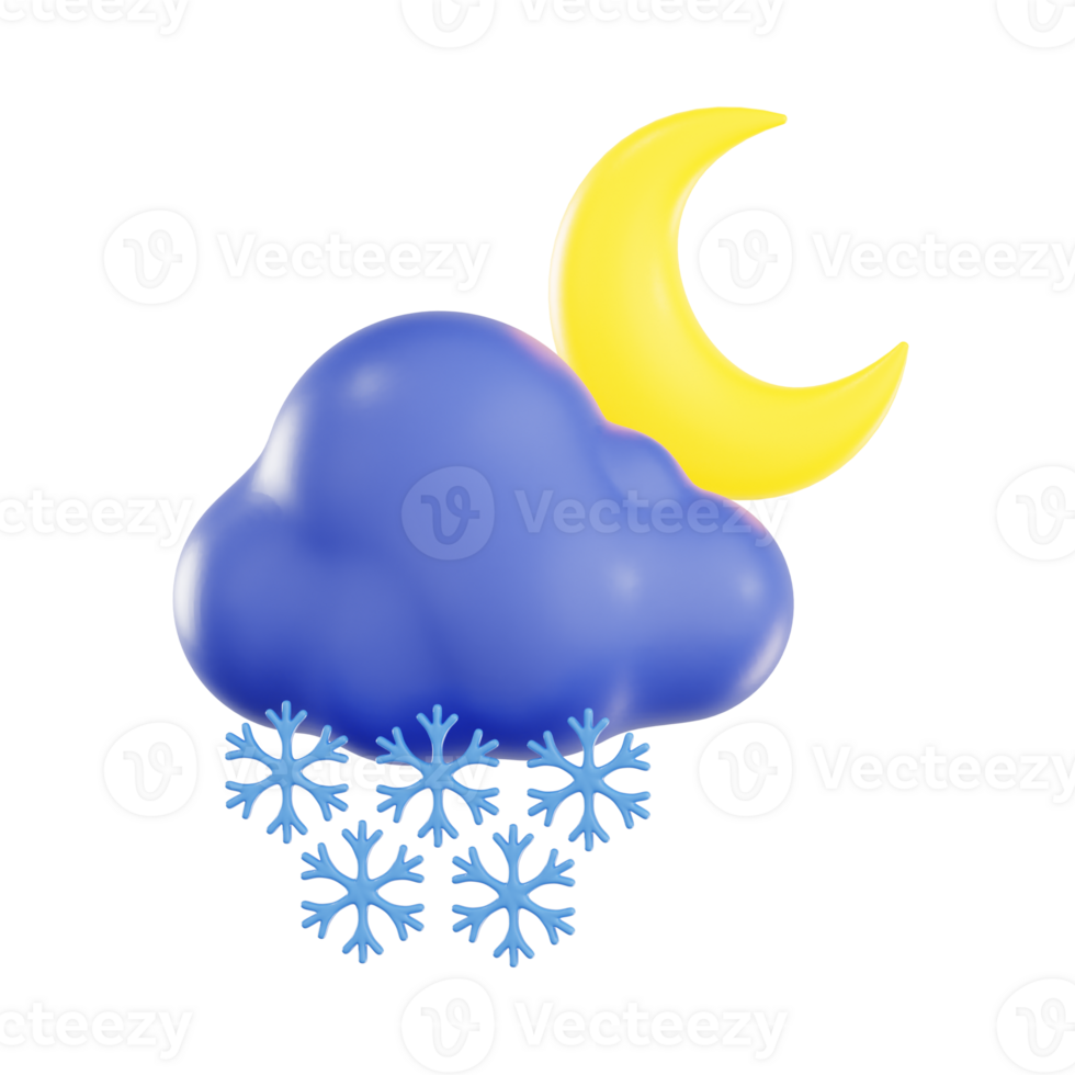 Snowy Night with Moon and Falling Snowflakes png