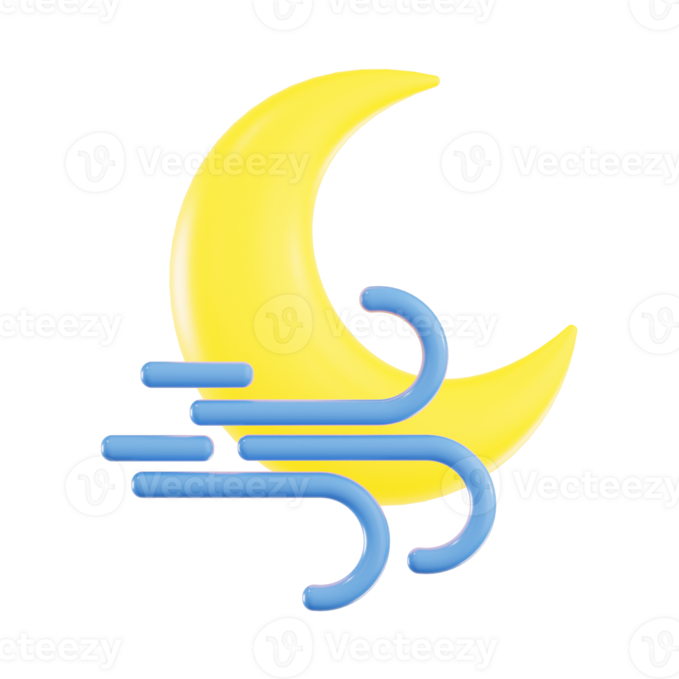 Windy Night with Crescent Moon and Blue Cloud png