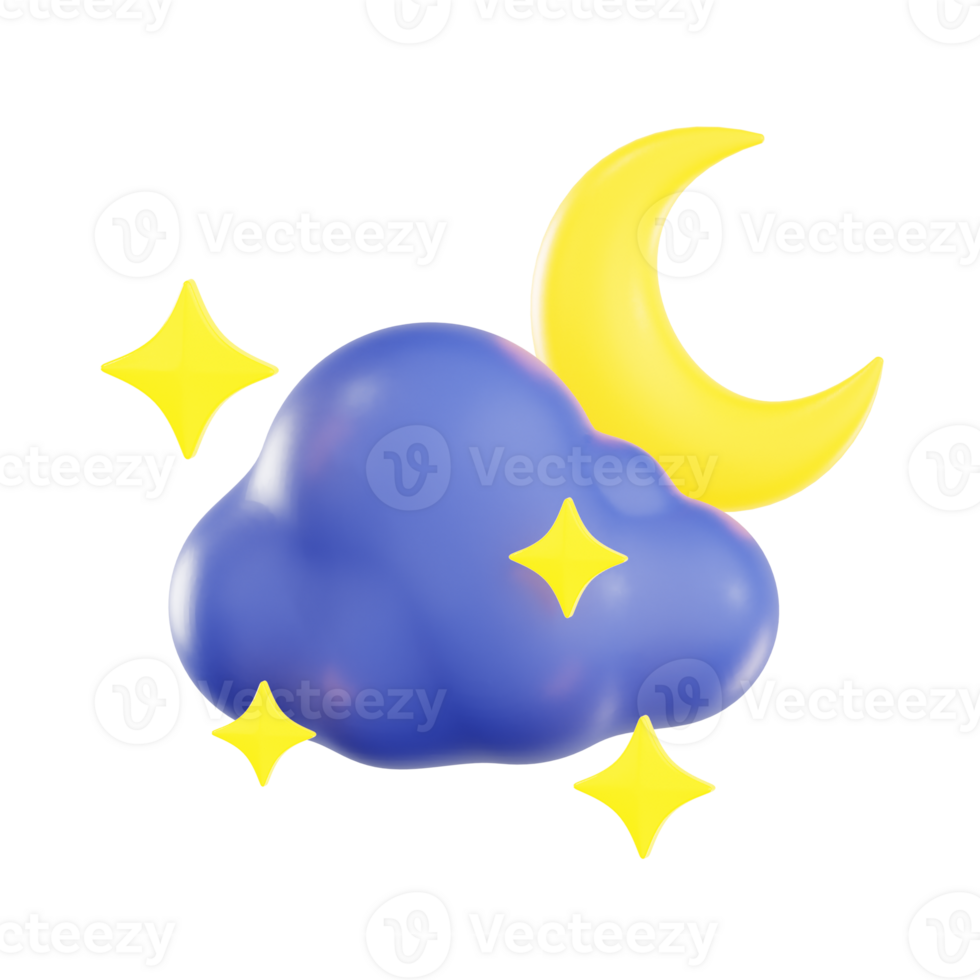 Starry Blue Cloud with Crescent Moon png